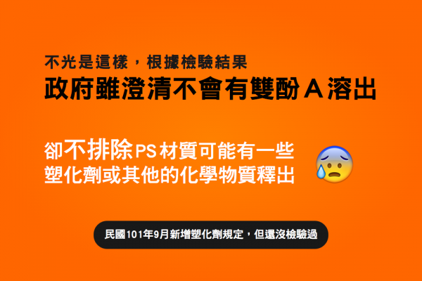 不光是這樣，根據檢驗結果，政府雖澄清不會有雙酚Ａ溶出