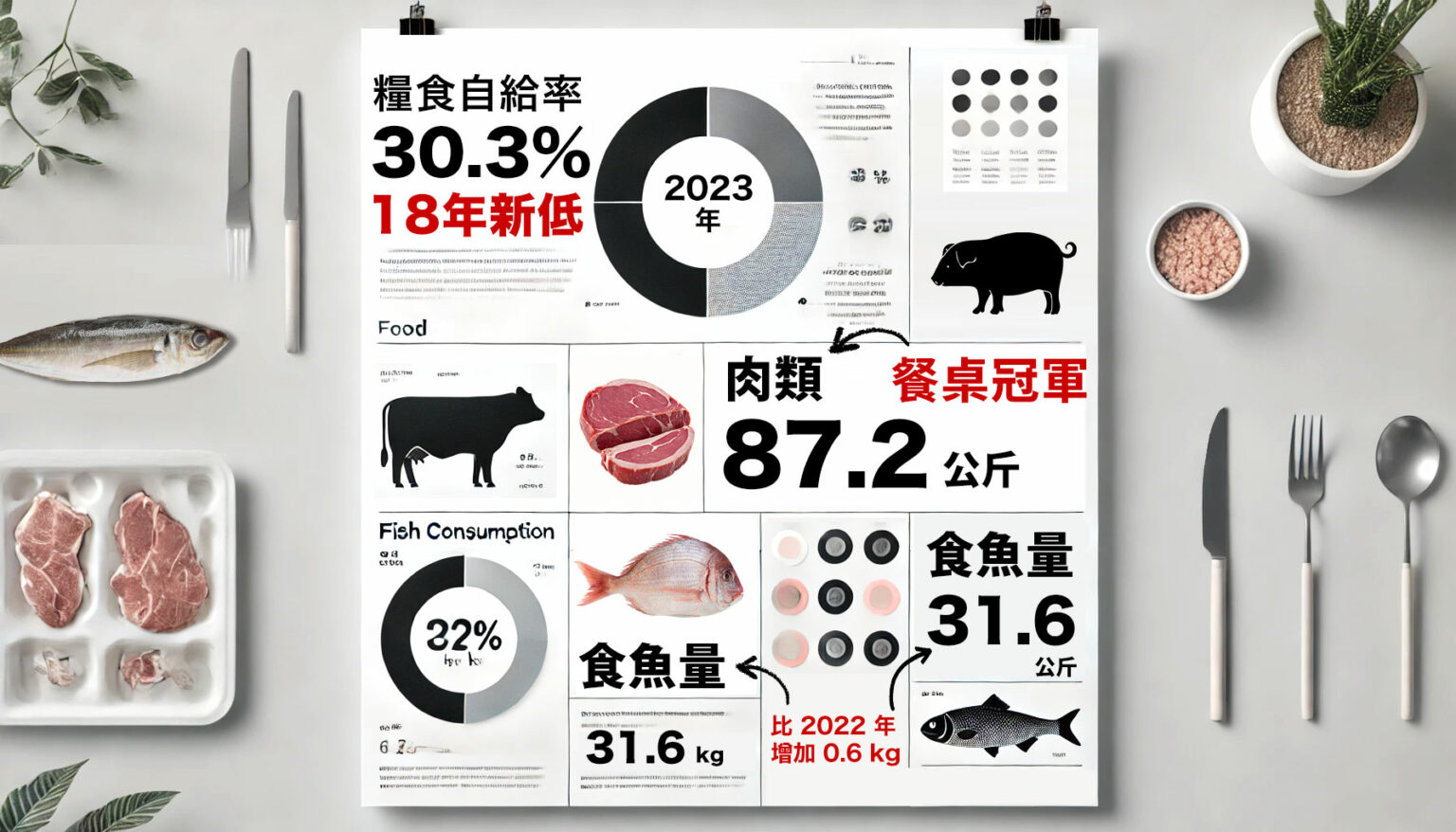 2023糧食年報02》每人肉食 87.2 公斤，超越主食成餐桌冠軍，飲品刺激牛乳需求大增 | 上下游新聞